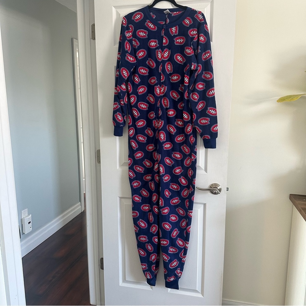 Size Small NHL Montreal Canadiens Men’s Fleece Onesie Pajamas - Picture 2 of 5